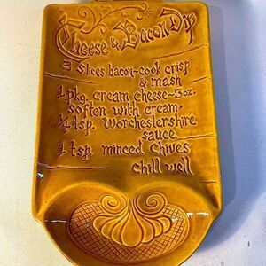 Vintage handmade from a mold gold Cheese and bacon up platter